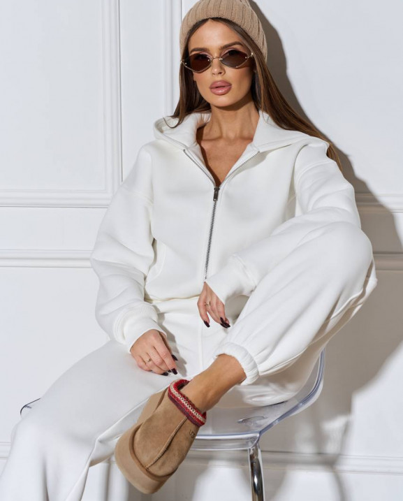 0705 спортивний костюм на флісі кофта на блискавці з капюшоном зі штанами на резинці